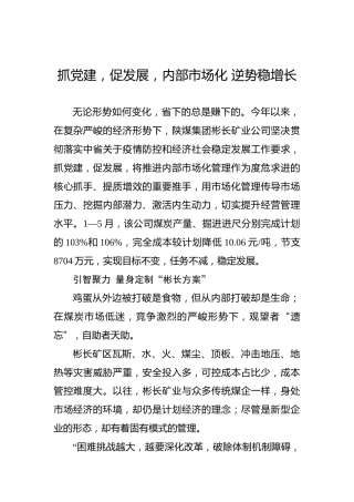 抓党建，促发展，内部市场化逆势稳增长