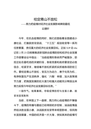 云理轩：努力把疫情对经济社会发展影响降到最低