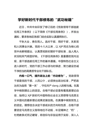 学好新时代干部修炼的“武功秘籍”