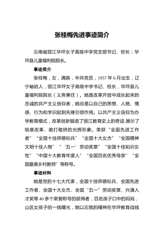 张桂梅先进事迹简介