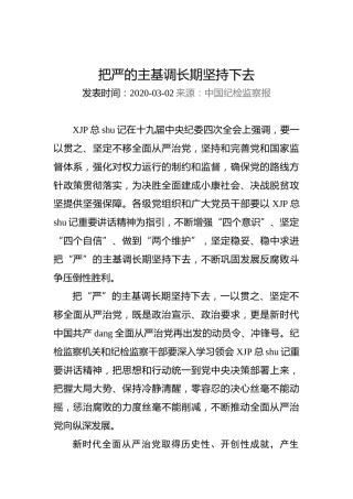 聂新鑫：把严的主基调长期坚持下去