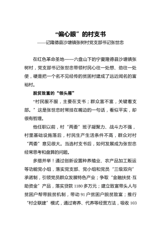“偏心眼”的村支书——记隆德县沙塘镇张树村党支部书记张世忠