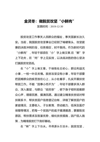 金灵冬：做脱贫攻坚“小鲜肉”