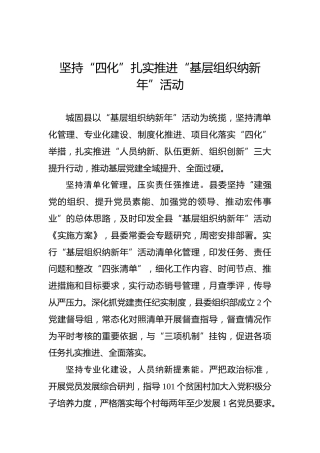 坚持“四化”扎实推进“基层组织纳新年”活动