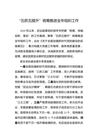 “五抓五提升”统筹推进全年组织工作