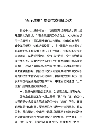 “五个注重”提高党支部组织力