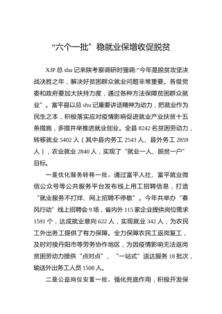 “六个一批”稳就业保增收促脱贫
