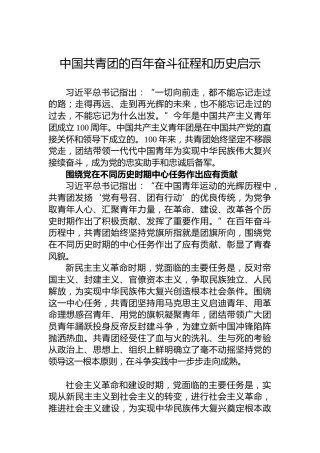 中国共青团的百年奋斗征程和历史启示