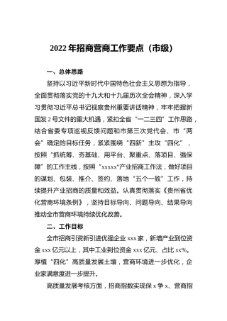 2022年招商营商工作要点