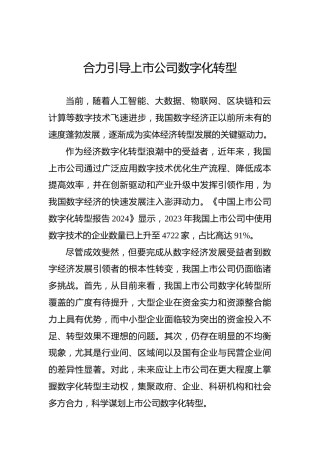 合力引导上市公司数字化转型