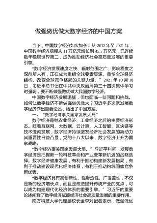 做强做优做大数字经济的中国方案