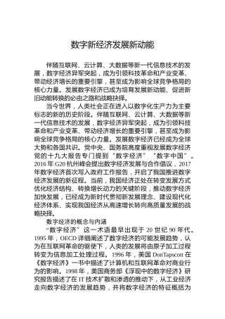数字新经济发展新动能