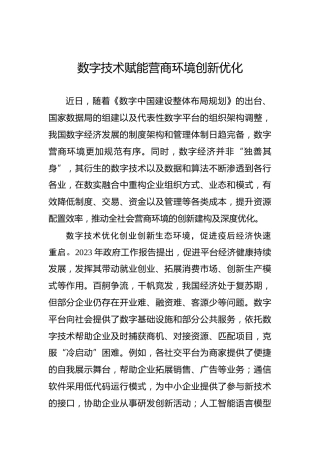 数字技术赋能营商环境创新优化