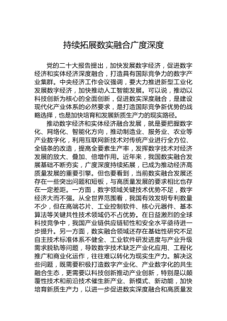 持续拓展数实融合广度深度