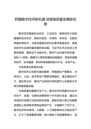 把握数字经济新机遇培育高质量发展新优势