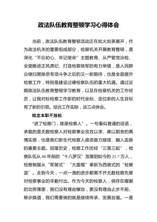 政法队伍教育整顿学习心得体会
