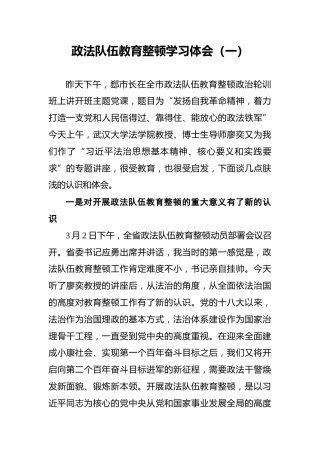 政法队伍教育整顿学习体会（一）