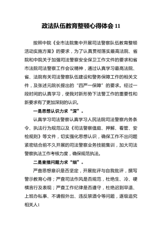 政法队伍教育整顿心得体会11