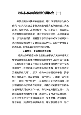 政法队伍教育整顿心得体会（一）