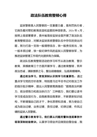 政法队伍教育整顿心得