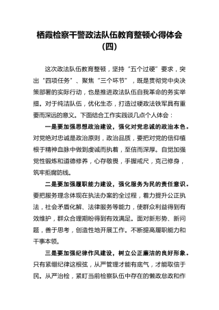 栖霞检察干警政法队伍教育整顿心得体会（四）