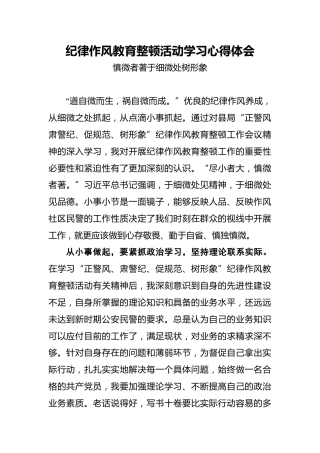 纪律作风教育整顿活动学习心得体会