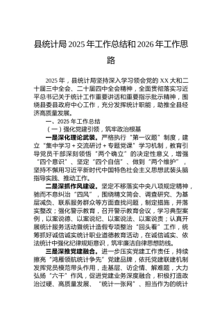 县统计局2025年工作总结和2026年工作思路