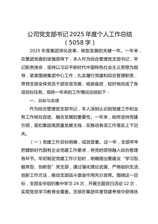 国企党支部书记2025年度个人工作总结