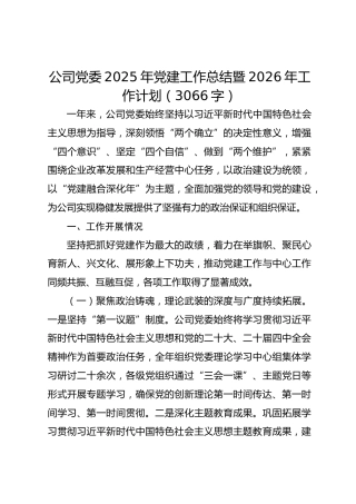 国企党委2025年党建工作总结暨2026年工作计划