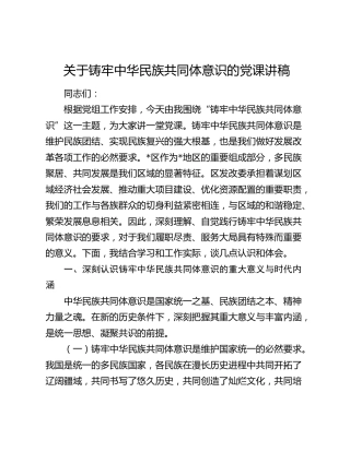 铸牢中华民族共同体意识党课（发改）