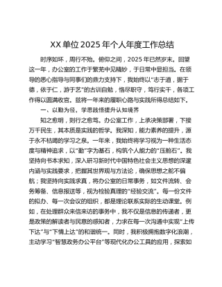 XX单位2025年个人年度工作总结