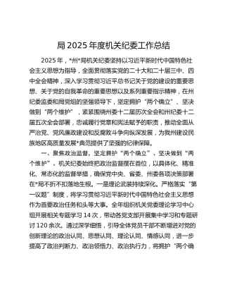 局2025年度机关纪委工作总结