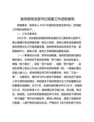 宣传部党支部书记党建工作述职报告