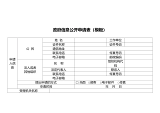 政府信息公开申请表（模板）