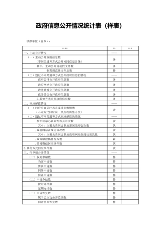 政府信息公开情况统计表（样表）