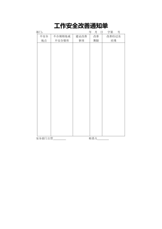 工作安全改善通知单