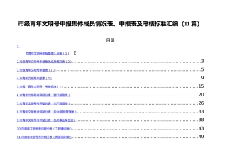 市级青年文明号申报集体成员情况表、申报表及考核标准汇编（11篇）
