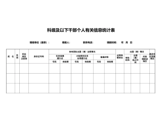 科级及以下干部个人有关信息统计表