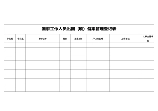 国家工作人员出国（境）备案管理登记表