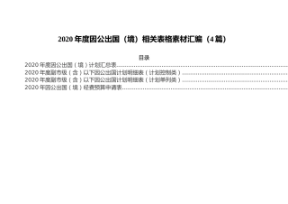2020年度因公出国（境）相关表格素材汇编（4篇）