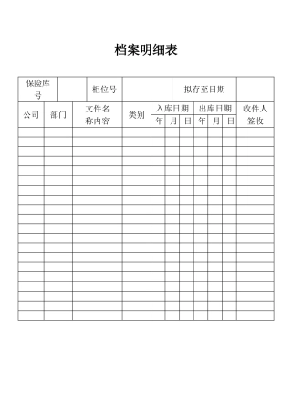 档案明细表
