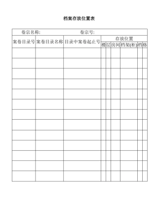 档案存放位置表
