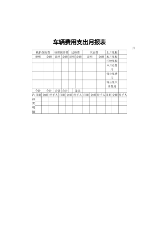 车辆费用支出月报表