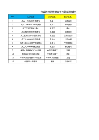 92行政办公中英混合文本拆分应用表