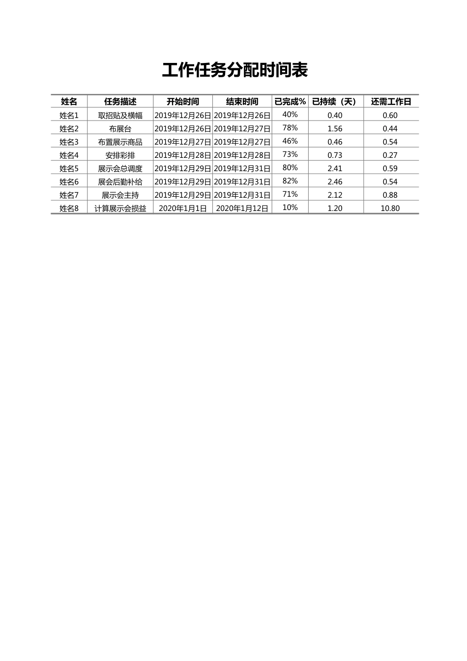 166工作任务分配时间表_第1页