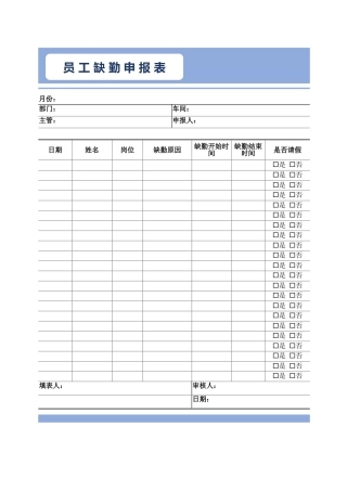 195员工缺勤申报表