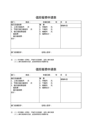 196值班餐费申请表