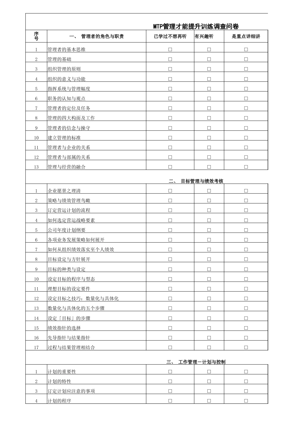 197MTP管理才能提升训练调查问卷_第1页