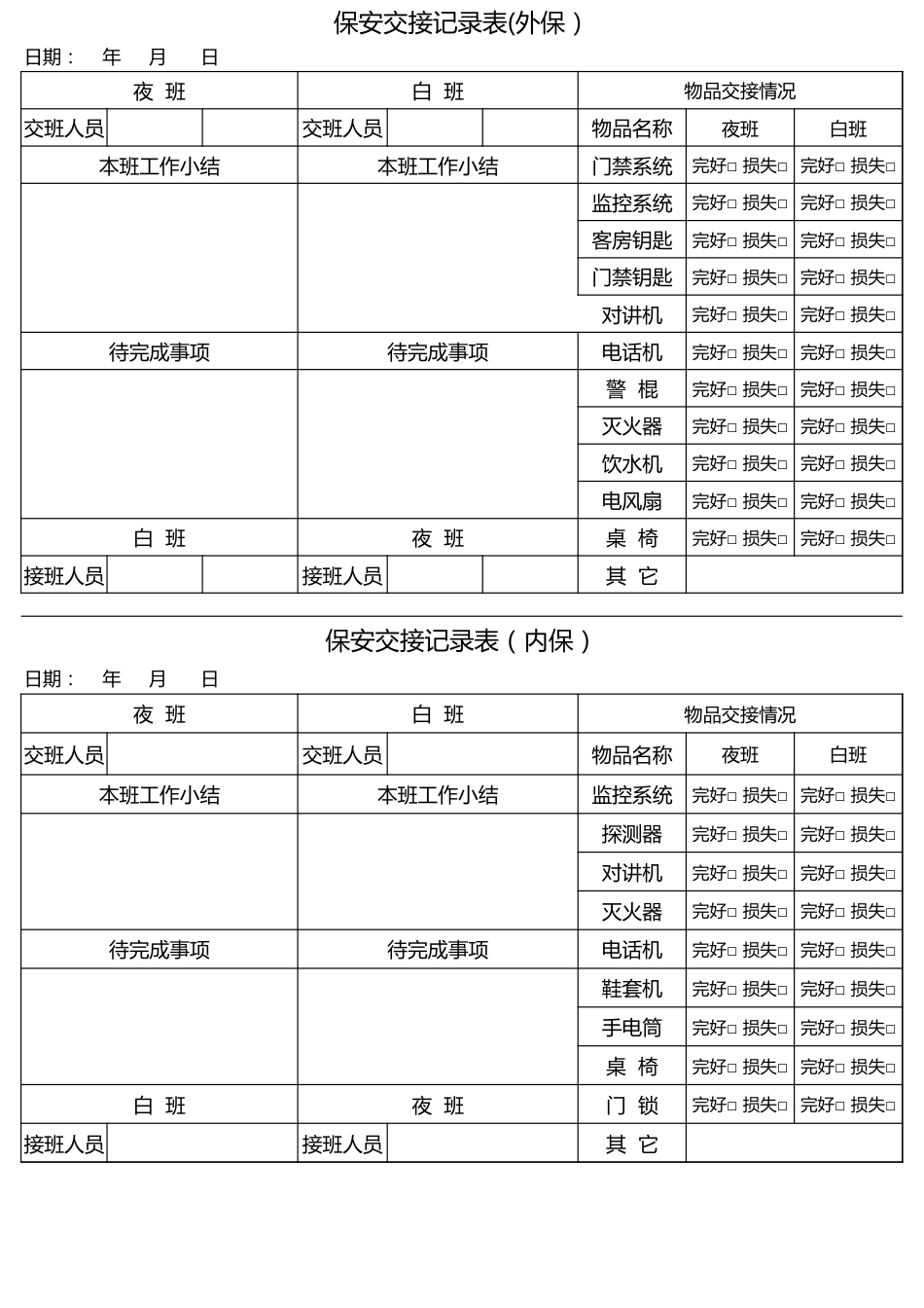 199保安交接表（内保和外保）_第1页