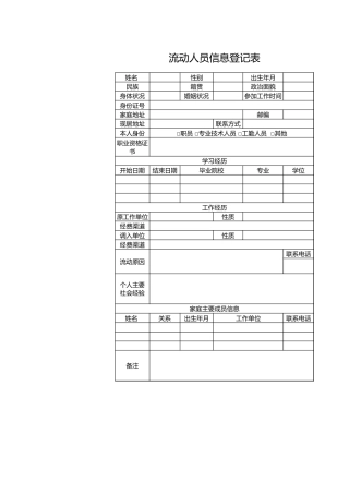 210流动人员信息登记表